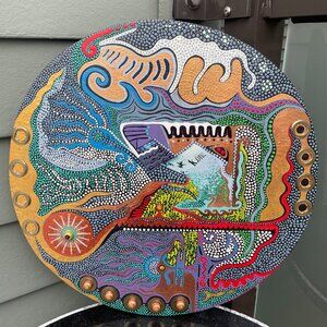 Marta Pum Visionary Symbolic Outsider Art Organic Abstract Dot Painting 1990